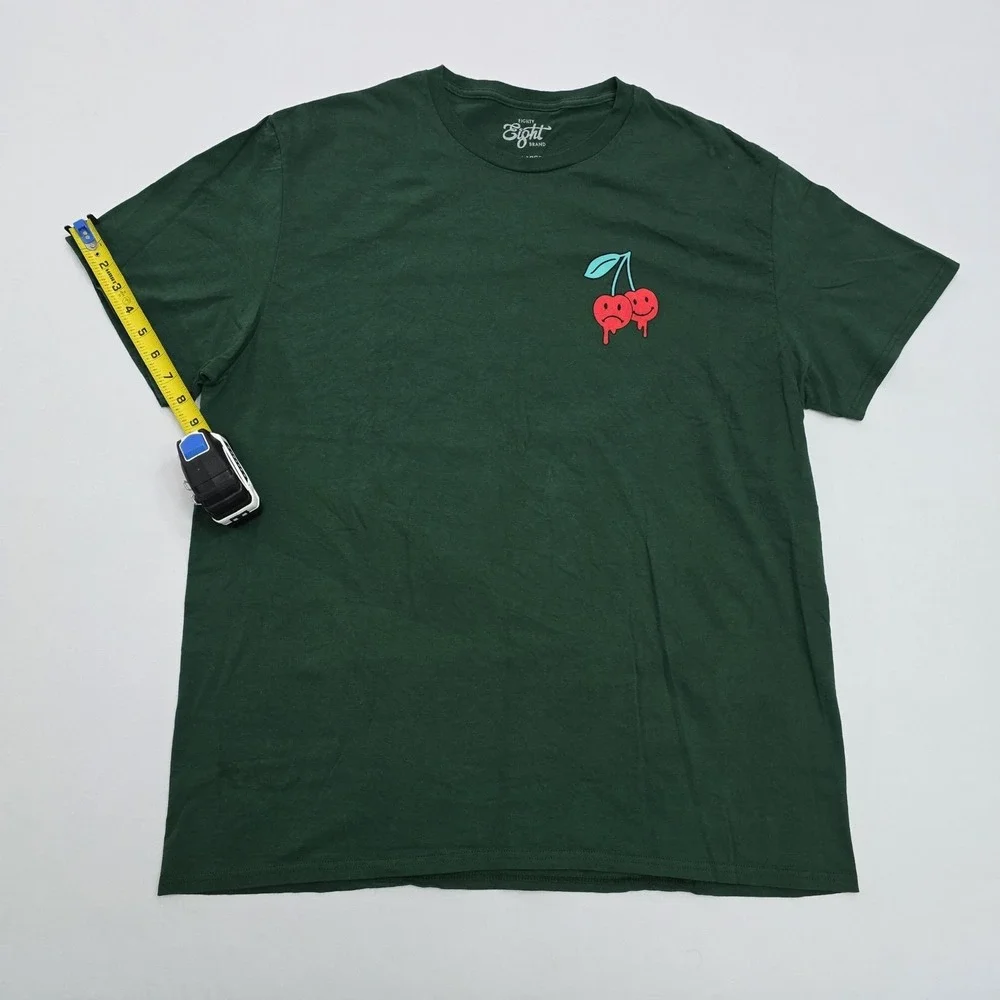 Eighty Eight Brand Mens Antisocial Cherry Graphic T-Shirt Green 2XL Streetwear